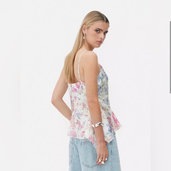 RITA ORA floral draped satin camisole shirt top LIKE NEW - Picture 7 of 10